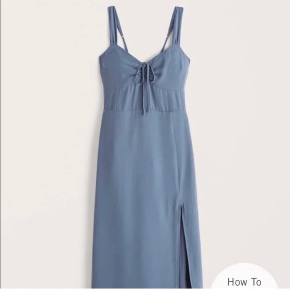 Abercrombie & Fitch Blue Midi Dress Cinch Front Side Slit Party Summer